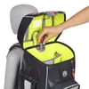 A hand is shown adjusting a red lever on the inside of an open backpack. Náhľad obrázku produktu