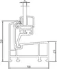 A technical drawing of a window profile with dimensions. Produktbild-Vorschau