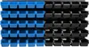A wall-mounted storage system with multiple blue and black bins. Anteprima dell’immagine prodotto