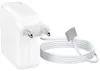 A white Apple MacBook charger with a MagSafe T-type connector and a coiled white cable is shown on a white background. Produktbild-Vorschau