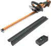 A cordless hedge trimmer with its battery and charger, laid out on a white background. Produktbild-Vorschau
