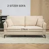 HOMCOM 2 Sitzer Sofa, Couch mit Leinenoptik, Metallbeine, Produktbild-Vorschau 4