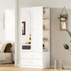 MODFU Kleiderschrank Weiß mit Spiegel,80×40×180 Produktbild-Vorschau 1