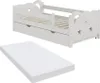 A white children's bed with a mattress in front of it, shown on a white background. Anteprima dell’immagine prodotto