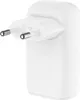 A white power adapter with two prongs for plugging into an electrical outlet. Produktbild-Vorschau