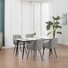 A dining set with four chairs and a table in a well-lit room with white blinds and curtains. Produktbild-Vorschau