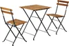 A wooden and metal bistro set with a table and two chairs on a white background. Produktbild-Vorschau