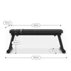 A diagram showing the dimensions of a black flat bench. Náhľad obrázku produktu