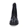 A front view of a black lace-up boot. Produktbild-Vorschau