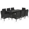 9-tlg. Garten-Essgruppe mit Kissen Schwarz Poly Rattan Produktbild-Vorschau 1