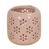 3tlg. Windlicht RETRO FLOWER rosa aus Steinzeug H9,5cm mit Produktbild-Vorschau 2