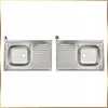 Two identical stainless steel kitchen sinks side by side, labeled A and B. Produktbild-Vorschau