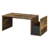 A modern coffee table with a dark wood finish and a black storage compartment. Produktbild-Vorschau