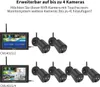 A display of two different configurations of a wireless camera system, showing a monitor and multiple cameras. Anteprima dell’immagine prodotto