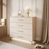 Kommode LINA KASCHMIR 4S mit LED Beleuchtung Gold Matt Füße Produktbild-Vorschau 1