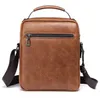 A brown leather messenger bag is shown against a white background. Produktbild-Vorschau