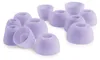 A collection of purple silicone ear tips for headphones. Produktbild-Vorschau