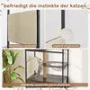 A collage of images showing different features of a cat tree, including a scratching mat, a dangling toy, and a cat interacting with the structure. Podgląd zdjęcia produktu