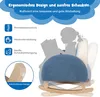 A child is depicted sitting in a blue rocking chair, reading a book. The image highlights the chair's features with text and icons. Anteprima dell’immagine prodotto
