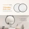 A split image showing a close-up of two LED mirrors and a lifestyle shot of a round LED mirror in a bathroom setting. Anteprima dell’immagine prodotto