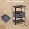 COSTWAY 2 noční stolky, noční skříňka s nabíjecí stanicí, 2 Náhled obrázku produktu 3
