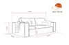A line drawing of a sofa with dimensions indicated by red lines and text. Náhled obrázku produktu