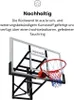 A basketball backboard with a hoop and net, with descriptive text above. Produktbild-Vorschau