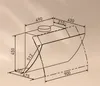 A technical drawing of a range hood with dimensions indicated. Produktbild-Vorschau