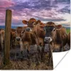 MuchoWow® Poster Kuh - Zaun - Gras 75x75 cm - Wand Produktbild-Vorschau 1