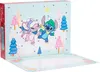 An open advent calendar featuring Disney characters Stitch and Angel ice skating, with a winter theme. Produktbild-Vorschau