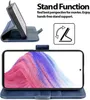 A product image showcasing a blue phone case with a stand function and card slots, along with a graphic illustrating the stand feature. Produktbild-Vorschau