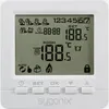 A digital thermostat display with various icons and temperature readings. Produktbild-Vorschau