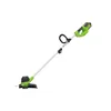 A green and black electric string trimmer on a white background. Náhled obrázku produktu