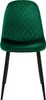 A dark green velvet dining chair with a diamond-stitched back and black metal legs, shown from the front against a white background. Náhľad obrázku produktu