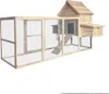 A wooden chicken coop with an attached run, presented against a white background. Anteprima dell’immagine prodotto