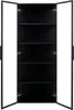 An open black cabinet with glass doors and multiple shelves, presented against a white background. Anteprima dell’immagine prodotto