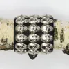 Lederarmband mit Totenkopfnieten 3-reihig - schwarz - Produktbild-Vorschau 4