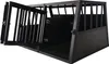 A black metal dog crate with the front door open. Voir les images du produit