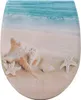 A toilet seat lid with a beach and seashell design. Produktbild-Vorschau