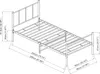 A technical drawing of a metal bed frame with dimensions indicated. Voir les images du produit