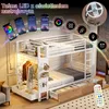 Łóżko piętrowe z oświetleniem LED, ramą żelazną, 4 Podgląd zdjęcia produktu 4