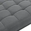 A close-up view of a grey upholstered bench with tufted detailing. Anteprima dell’immagine prodotto