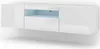 A white, modern, wall-mounted TV cabinet with LED lighting. Náhled obrázku produktu