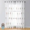 2er Set Vorhänge Transparent Voile Blattmuster Gardinen mit Produktbild-Vorschau 1