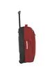 A side view of a red and gray rolling suitcase against a white background. Produktbild-Vorschau