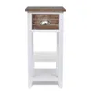 A white and brown nightstand with a single drawer and a silver handle, shown against a white background. Náhled obrázku produktu