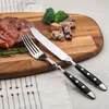 Besteck-Set 30-teilig, Edelstahl, schwarze Griffe, rustikal Produktbild-Vorschau