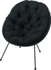 A black cushion chair with metal legs on a white background. Náhled obrázku produktu