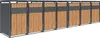 A row of seven identical metal and wood-look trash bin enclosures. Produktbild-Vorschau