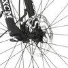 A close-up view of a bicycle's front wheel hub and disc brake. Produktbild-Vorschau